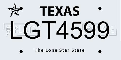 LGT4599 Texas License Plate