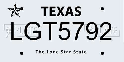 LGT5792 Texas License Plate