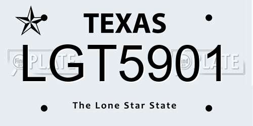 LGT5901 Texas License Plate