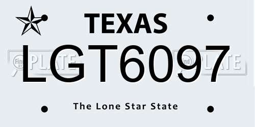 LGT6097 Texas License Plate