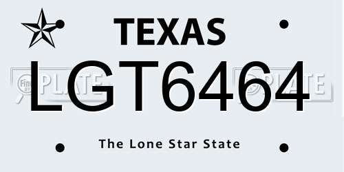 LGT6464 Texas License Plate