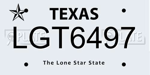 LGT6497 Texas License Plate