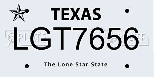 LGT7656 Texas License Plate