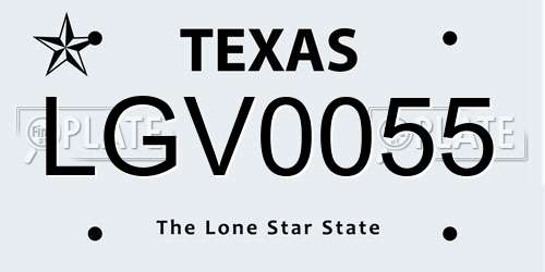 LGV0055 Texas License Plate