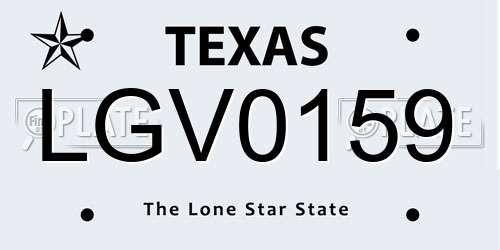 LGV0159 Texas License Plate