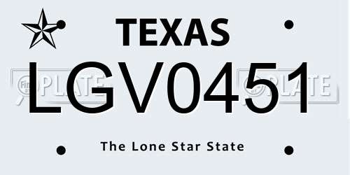 LGV0451 Texas License Plate