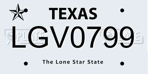 LGV0799 Texas License Plate