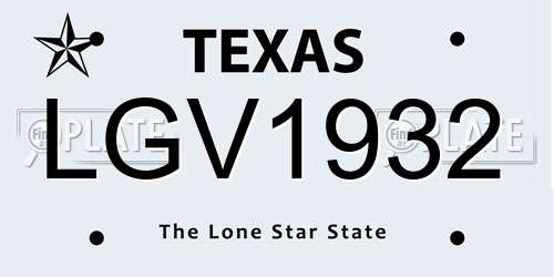 LGV1932 Texas License Plate