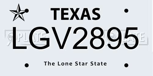 LGV2895 Texas License Plate