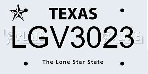 LGV3023 Texas License Plate