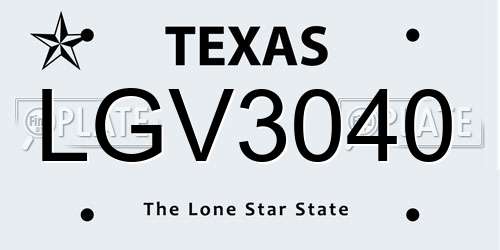 LGV3040 Texas License Plate