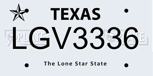 LGV3336 Texas License Plate