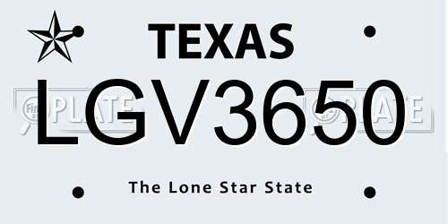 LGV3650 Texas License Plate