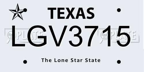 LGV3715 Texas License Plate