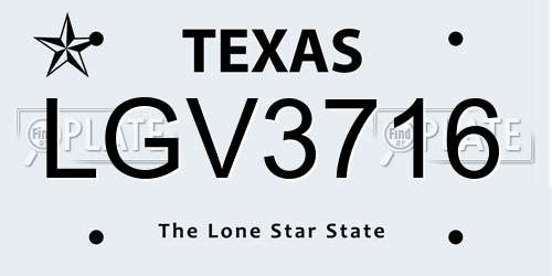 LGV3716 Texas License Plate