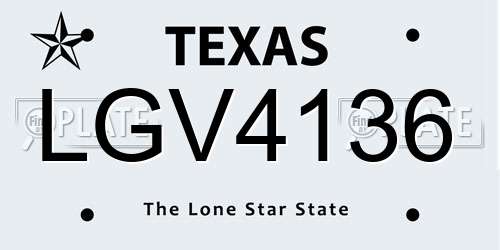 LGV4136 Texas License Plate