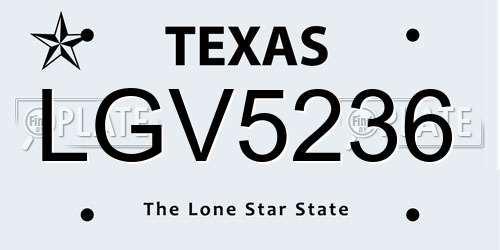LGV5236 Texas License Plate