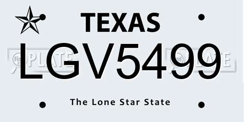 LGV5499 Texas License Plate