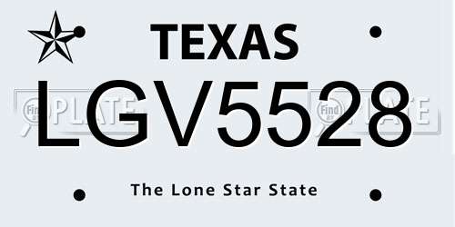LGV5528 Texas License Plate