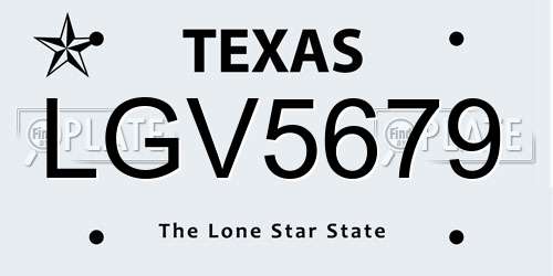 LGV5679 Texas License Plate