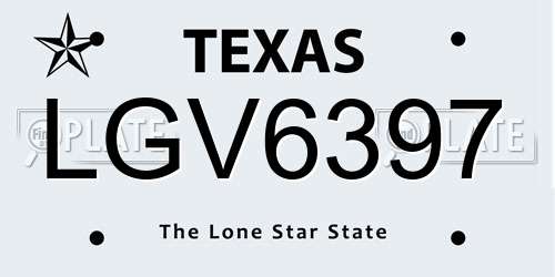 LGV6397 Texas License Plate