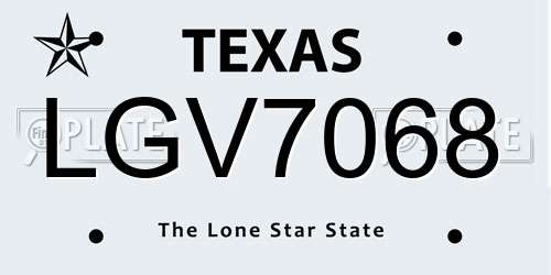 LGV7068 Texas License Plate