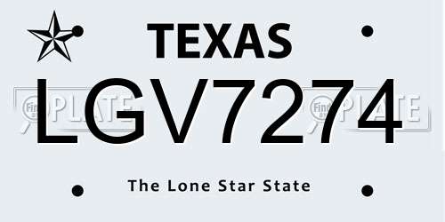 LGV7274 Texas License Plate