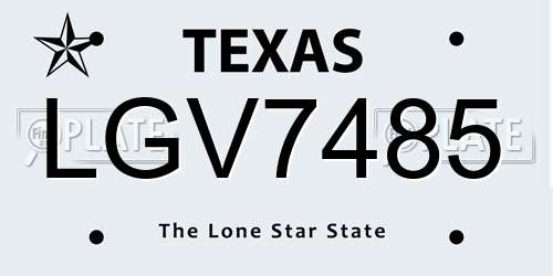 LGV7485 Texas License Plate