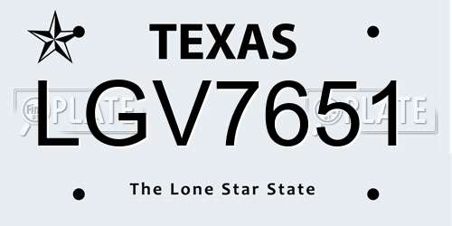 LGV7651 Texas License Plate
