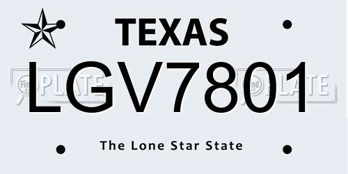 LGV7801 Texas License Plate