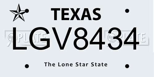 LGV8434 Texas License Plate