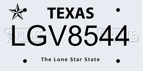 LGV8544 Texas License Plate