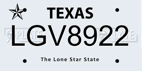 LGV8922 Texas License Plate