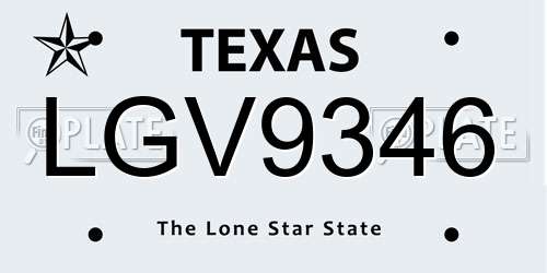 LGV9346 Texas License Plate