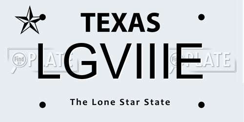 LGVIIIE Texas License Plate