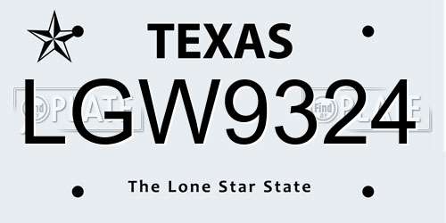 LGW9324 Texas License Plate