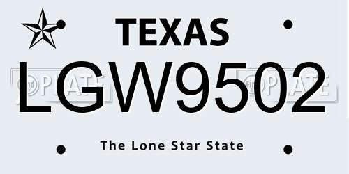 LGW9502 Texas License Plate