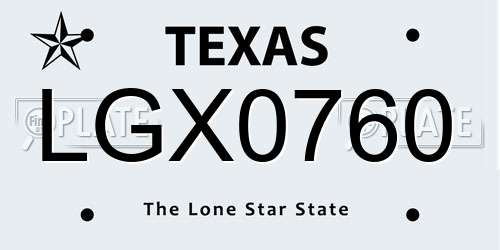 LGX0760 Texas License Plate