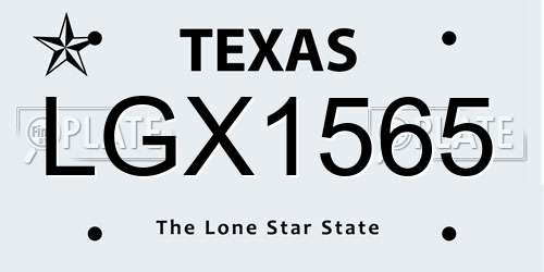 LGX1565 Texas License Plate