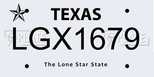 LGX1679 Texas License Plate