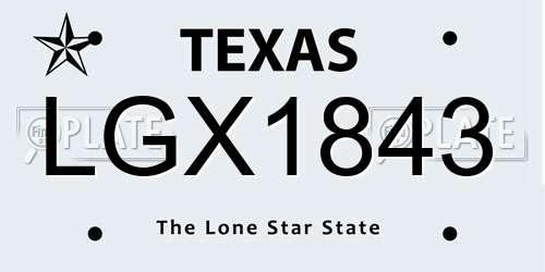 LGX1843 Texas License Plate
