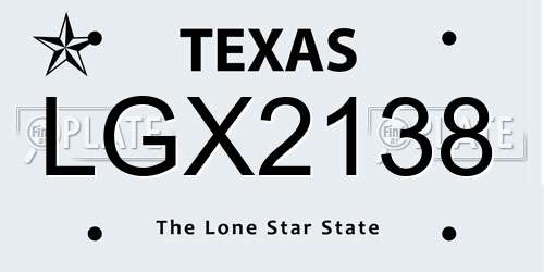 LGX2138 Texas License Plate
