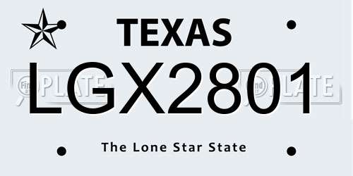 LGX2801 Texas License Plate