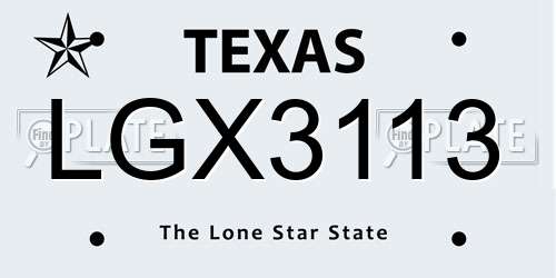 LGX3113 Texas License Plate
