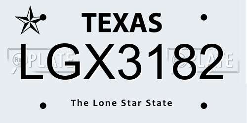 LGX3182 Texas License Plate