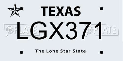 LGX371 Texas License Plate