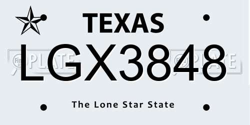 LGX3848 Texas License Plate