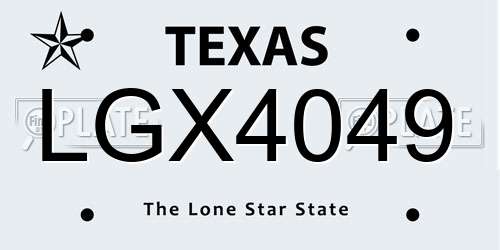 LGX4049 Texas License Plate