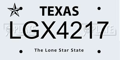 LGX4217 Texas License Plate