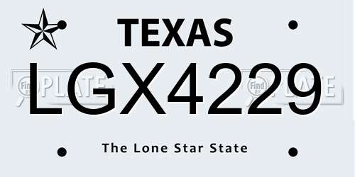 LGX4229 Texas License Plate